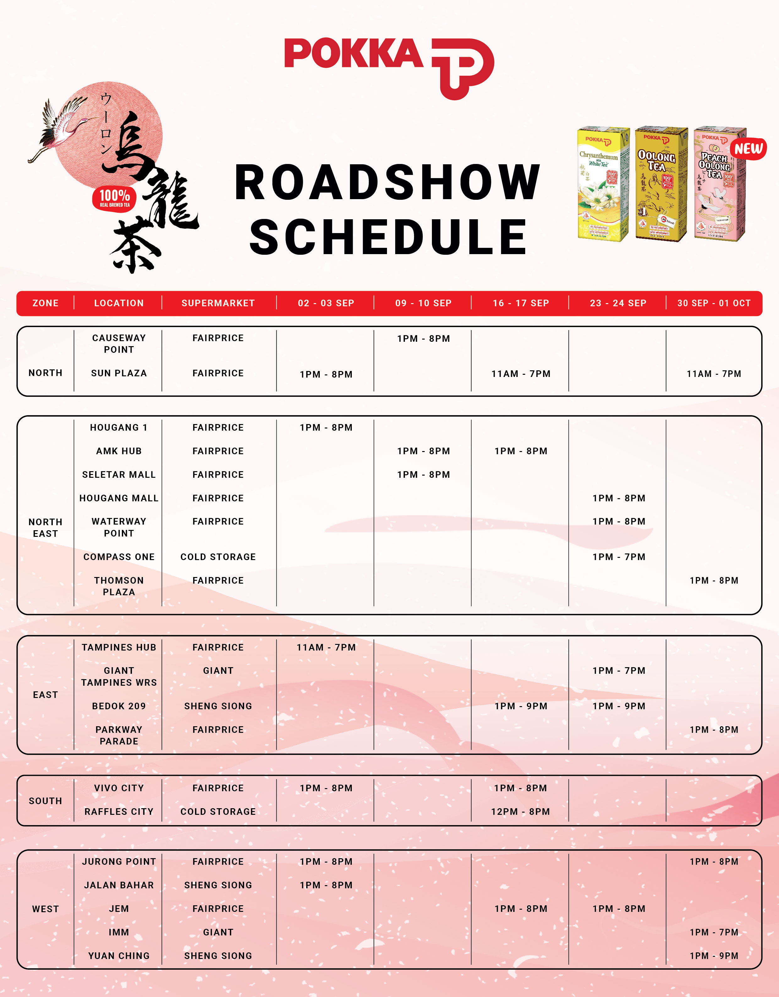 Roadshow Schedule (Updated as of 14 Sept)